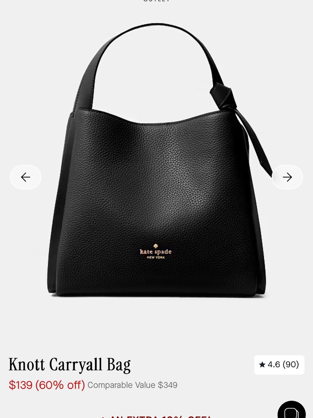 kate spade Black Pebbled Leather Small Tote with Striped crossbody strap